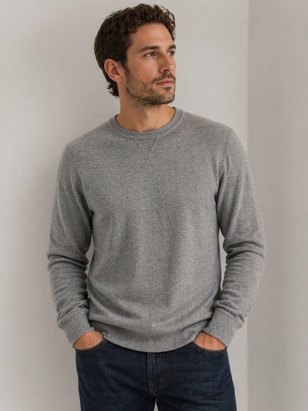 Nordstrom Men’s Gray Crewneck Sweater M Soft Luxe Stretch Knit